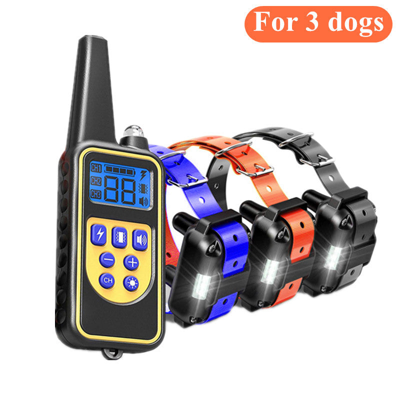 Dog training supplies - bark control device. The collar features electric shock and vibration for training.